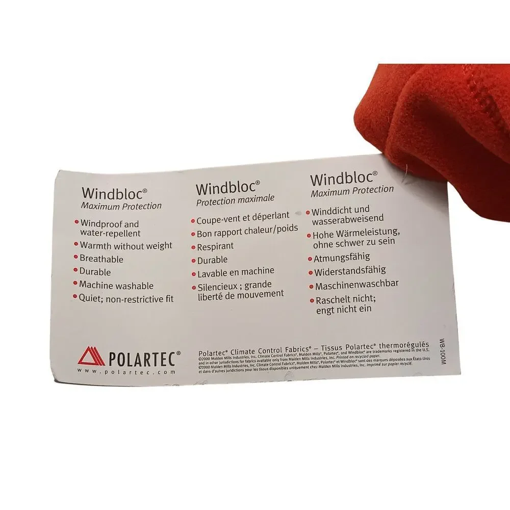 New L.L. Bean Polartec Windbloc Fleece Beanie Orange Unisex L/XL Unisex